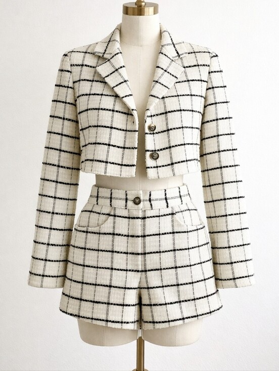 Zara Jackets & Blazers - ZARA Tweed Set – Blazer & Shorts Size M/S